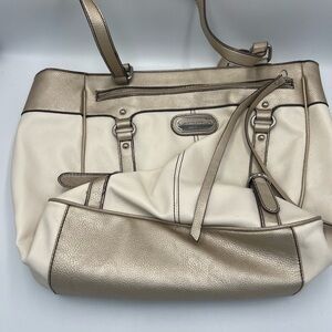 PAIR of Franco Sarto Bags: Cream/Gold AND Black Hobo Bag